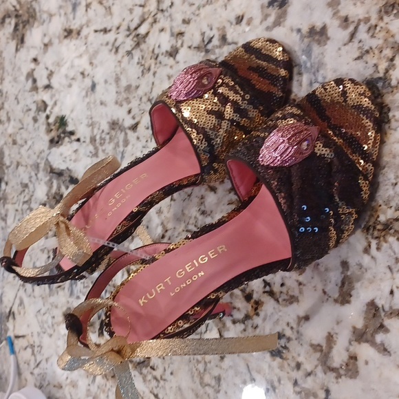 KURT GEIGER LONDON  Kensington Sequin Zebra Striped  Brown & Gold Seqin EU 37 - Picture 8 of 15